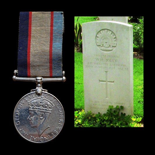 WW2 Australia Service Medal KIA Malaya/Singapore 1942 Pte. 2/18th Bn. From India