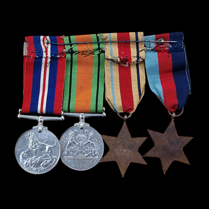 WW2 British Medal Group 1939–45 Star, Africa Star, Defence & War Medals, Mounted as Worn
