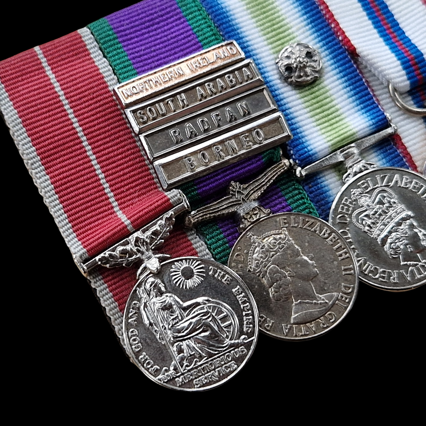 British Miniature Medal Group of Five – BEM, General Service Medal (4 Clasps), South Atlantic Medal (rosette), Silver Jubilee 1977, Royal Navy LSGC
