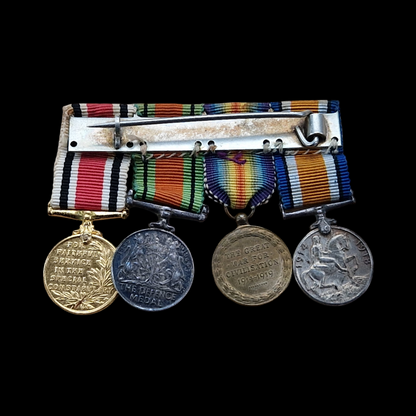 WW1 British Miniature Medal Group - British War Medal, Victory with MiD Oakleaf, Defence, & Special Constabulary Long Service Medal