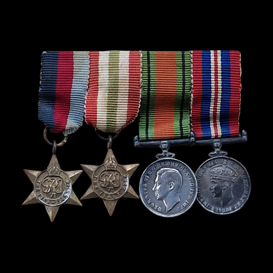 WW2 British Miniature Medal Group of Four – 1939–45 Star, Italy Star, Defence Medal & War Medal 1939–45