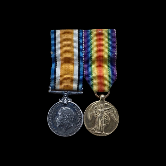 WW1 British Miniature Medal Pair – British War Medal & Victory Medal,  Mounted