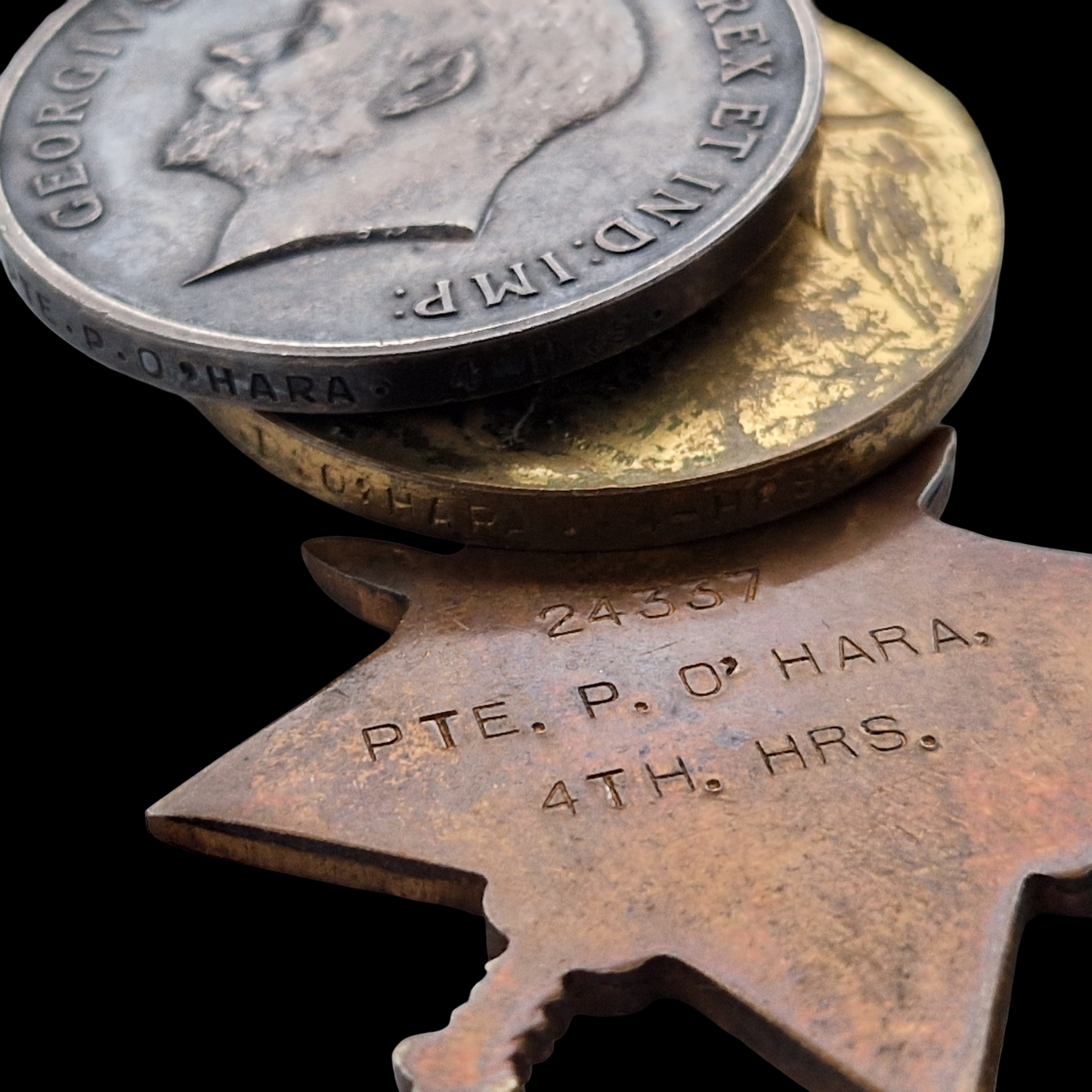 4th (Queen’s Own) Hussars WW1 British 1914-15 Star Medal Trio Patrick O'Hara