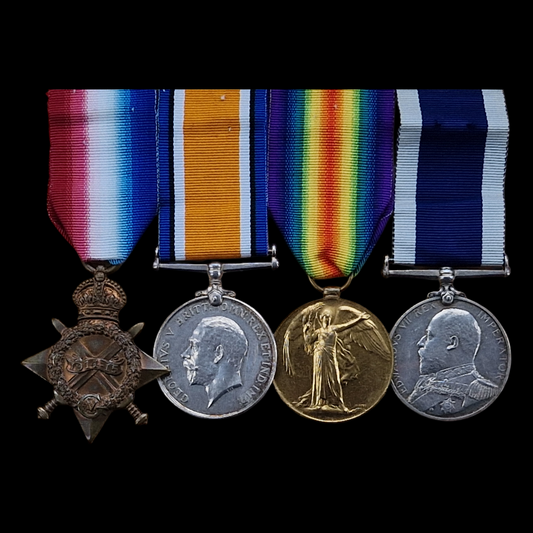 Royal Navy WW1 Trio  EVII Long Service Good Conduct Medal HMS Liverpool Monarch Greenwich Blenheim etc.
