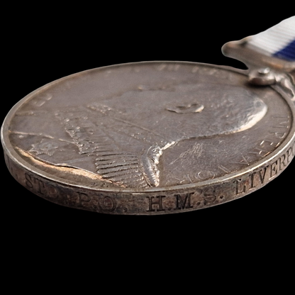 Royal Navy WW1 Trio  EVII Long Service Good Conduct Medal HMS Liverpool Monarch Greenwich Blenheim etc.