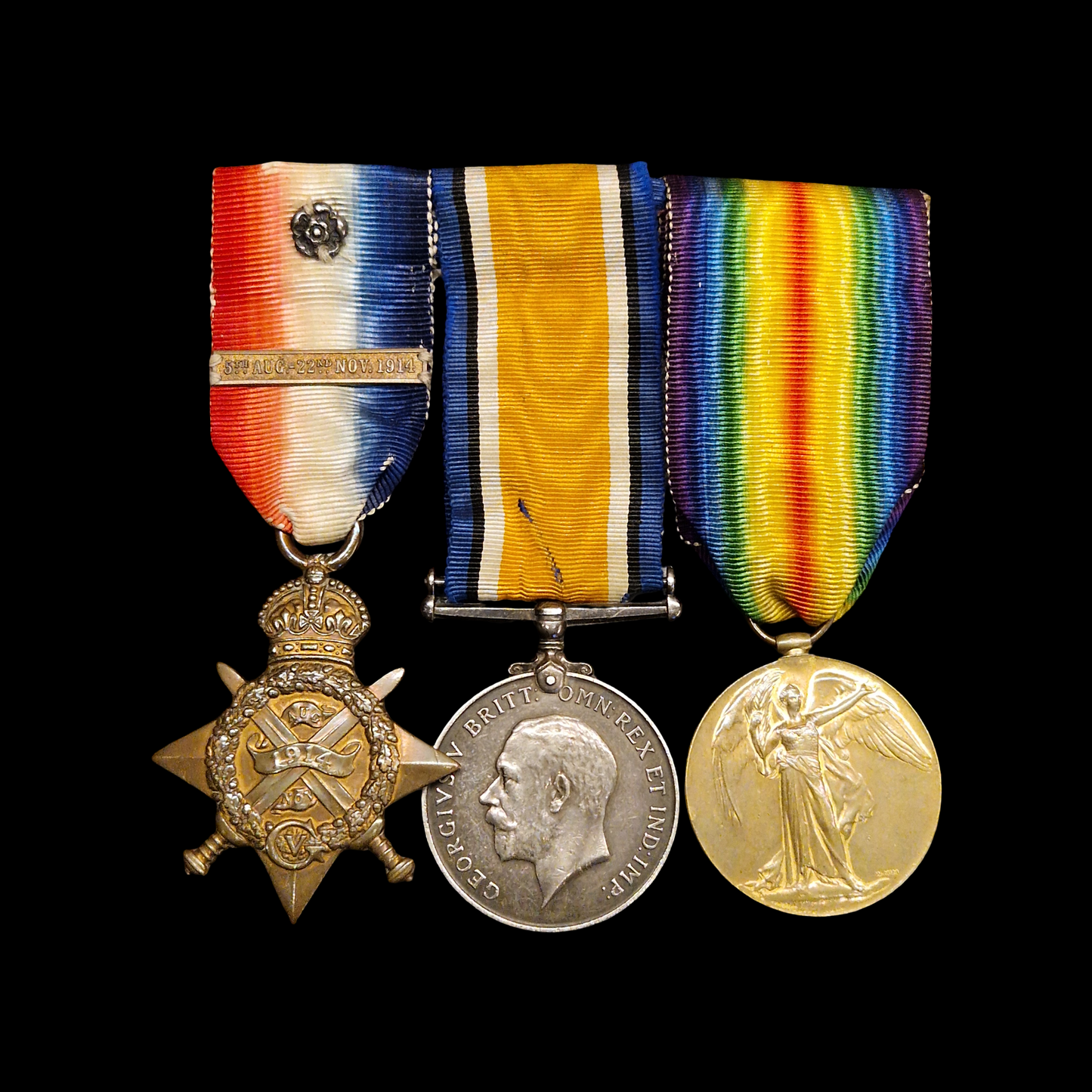 Border Regiment - x3 Wounded in Action 1914, 1916, 1917 - WW1 1914 Medal Trio from London