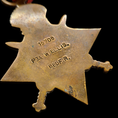 Bedfordshire Regiment KIA 1918 WW1 British Medal Trio Pte. Ellis from Hertfordshire