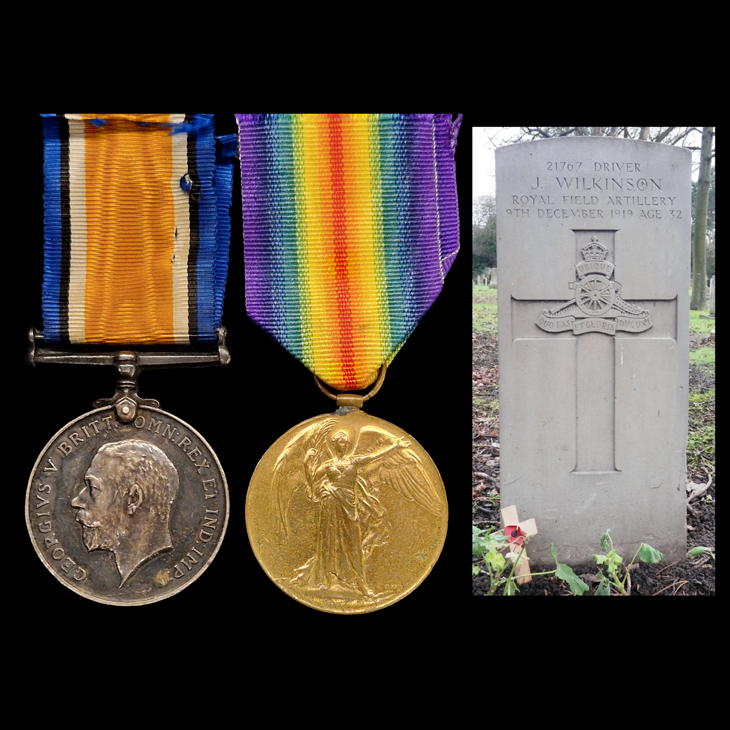 Royal Field Artillery Died of Wounds 1919 WW1 Medal Pair from South Bank, York