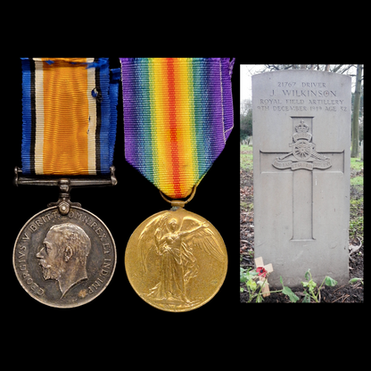 Royal Field Artillery Died of Wounds 1919 WW1 Medal Pair from South Bank, York