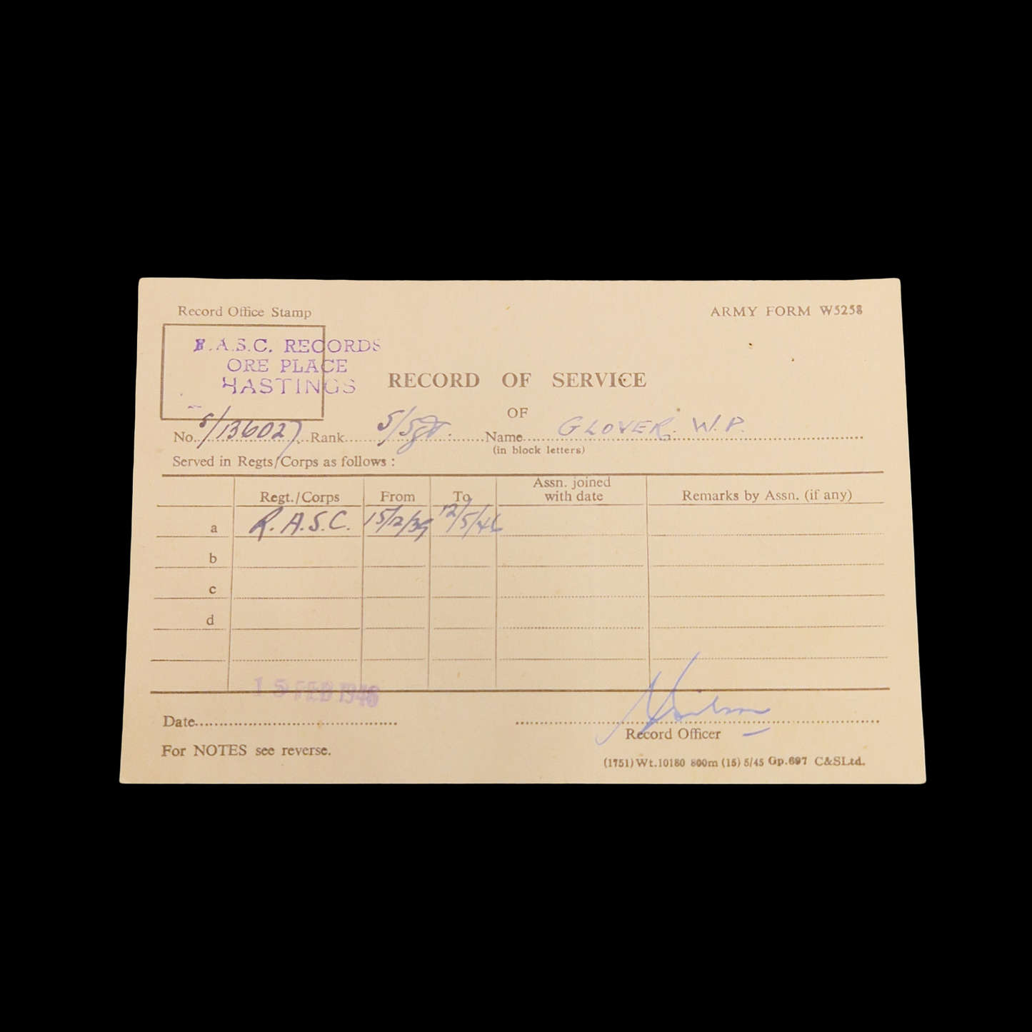 Mentioned in Despatched MID WW2 Medal Group North Africa Royal Army Service Corps RASC from Manchester