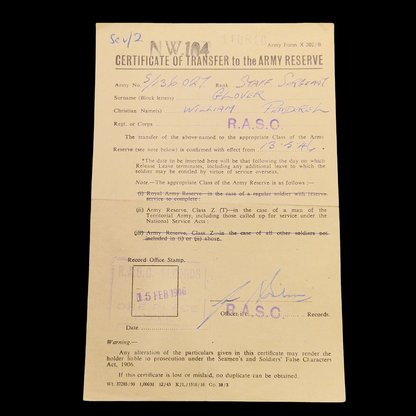 Mentioned in Despatched MID WW2 Medal Group North Africa Royal Army Service Corps RASC from Manchester
