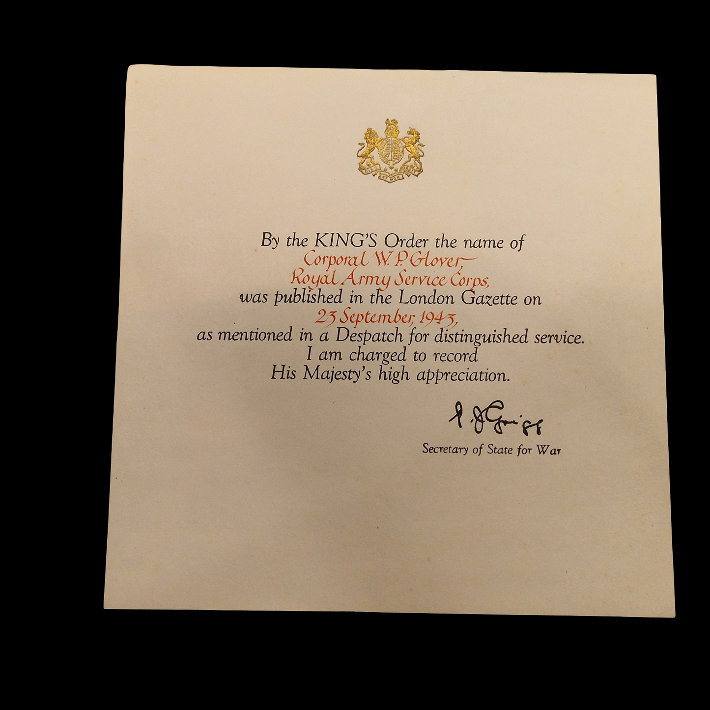 Mentioned in Despatched MID WW2 Medal Group North Africa Royal Army Service Corps RASC from Manchester