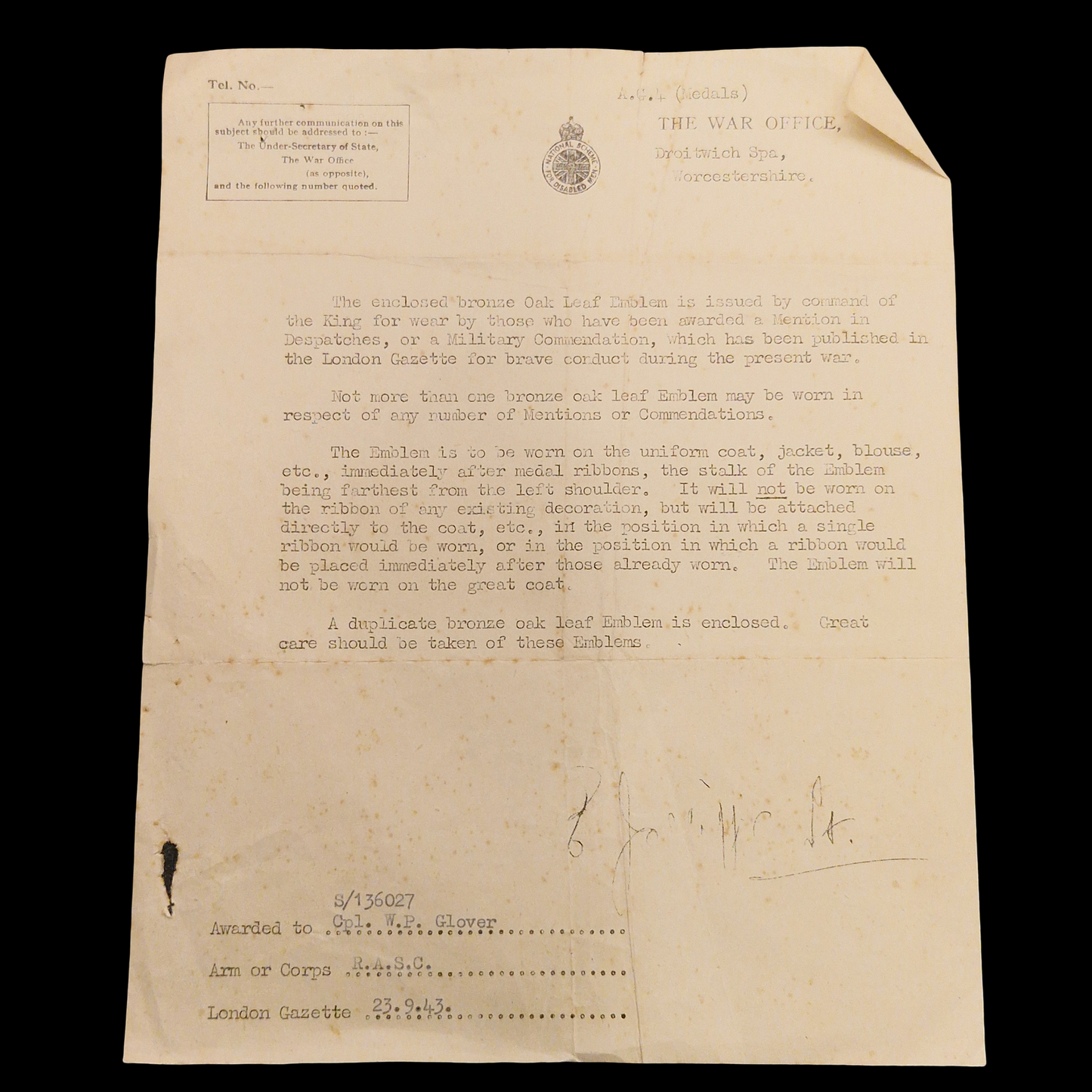 Mentioned in Despatched MID WW2 Medal Group North Africa Royal Army Service Corps RASC from Manchester