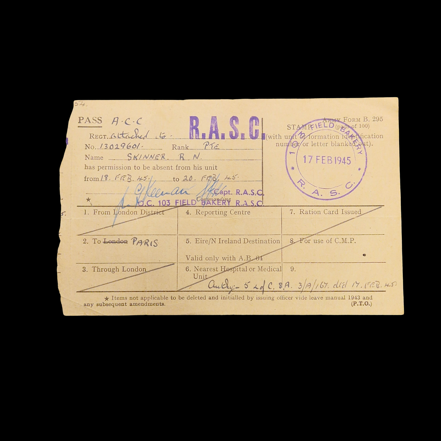 103 Field Bakery, Royal Army Service Corps WW2 British Medal Group A.C.C. from Didcot