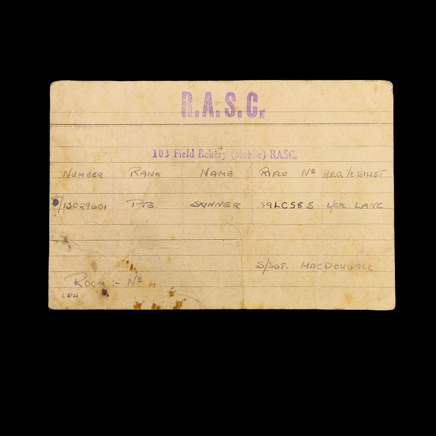 103 Field Bakery, Royal Army Service Corps WW2 British Medal Group A.C.C. from Didcot