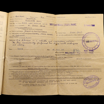 103 Field Bakery, Royal Army Service Corps WW2 British Medal Group A.C.C. from Didcot