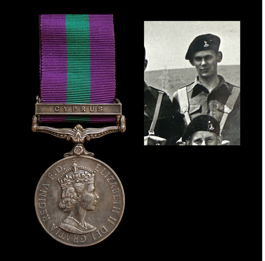 General Service Medal 1918–62 Cyprus Clasp - Private J. M. Crossley, Royal Army Pay Corps
