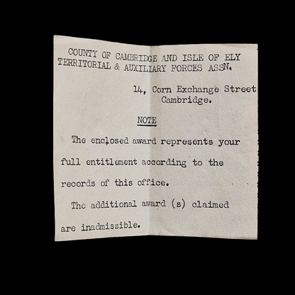 Home Front WW2 Defence Medal to Archibald Cecil Little, Trumpington, Cambridge