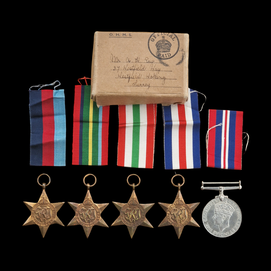 Royal Navy WW2 Medal Group Pacific Star Italy France & Germany from Woking