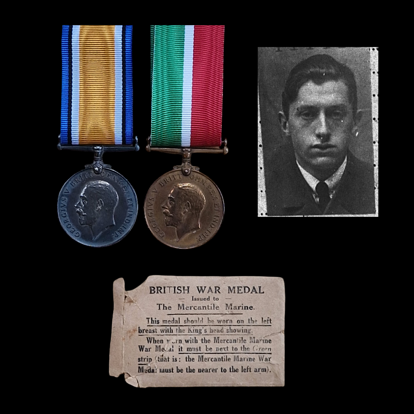 WW1 Mercantile Marine Medal Pair BWM George Morton Taylor from Cheshire