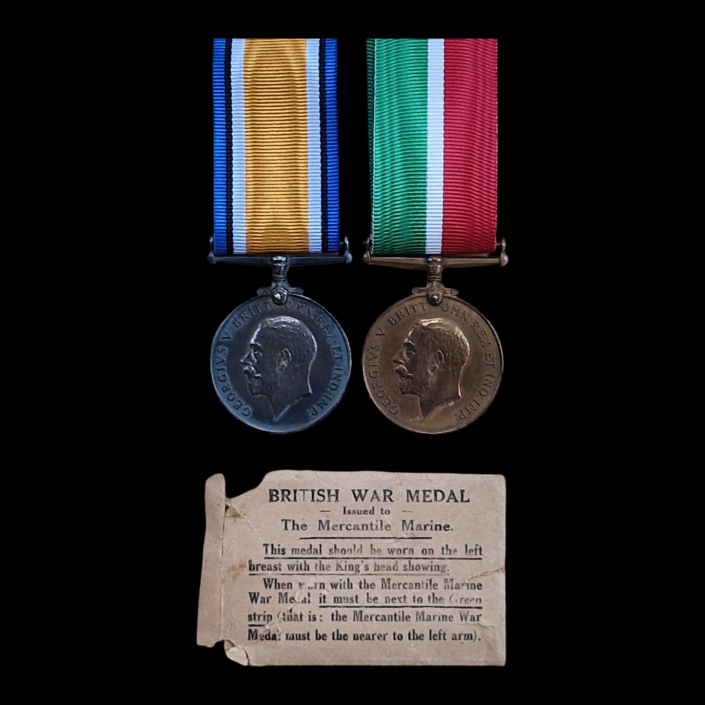 WW1 Mercantile Marine Medal Pair BWM George Morton Taylor from Cheshire