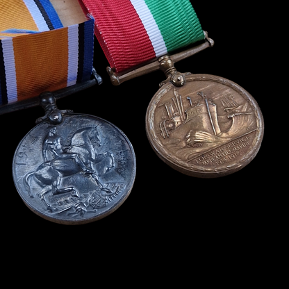 WW1 Mercantile Marine Medal Pair BWM George Morton Taylor from Cheshire