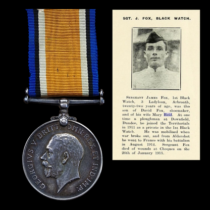 1st Black Watch Royal Highlanders DOW 1915 Arbroath Dundee WW1 British War Medal