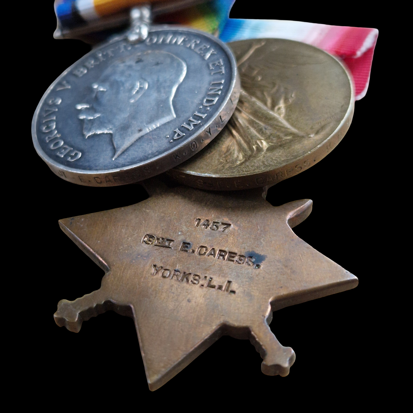 4th King’s Own Yorkshire Light Infantry WW1 Medal Trio from Wakefield Yorkshire