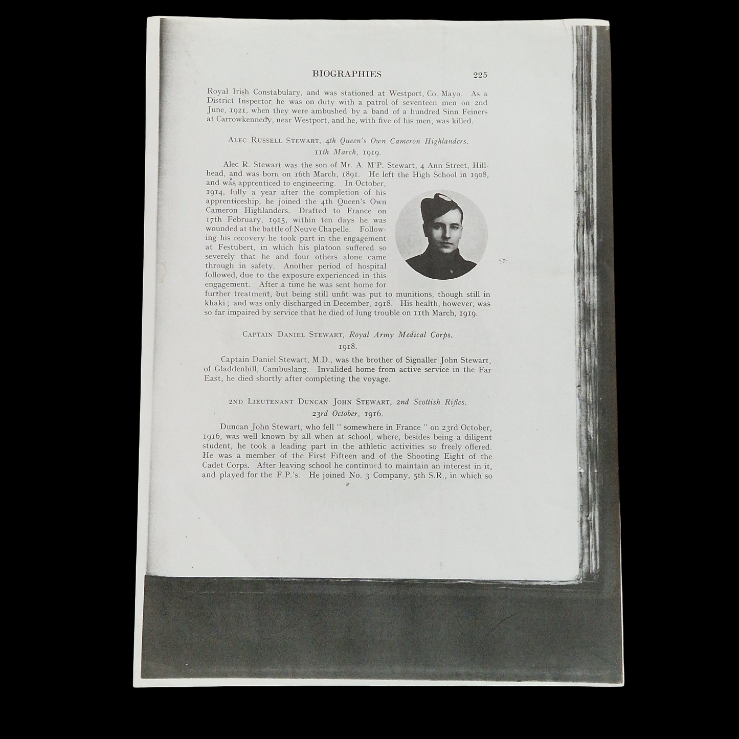 4th Bn Cameron Highlanders Died 1919 Victory Medal WW1 WIA Neuve Chapelle