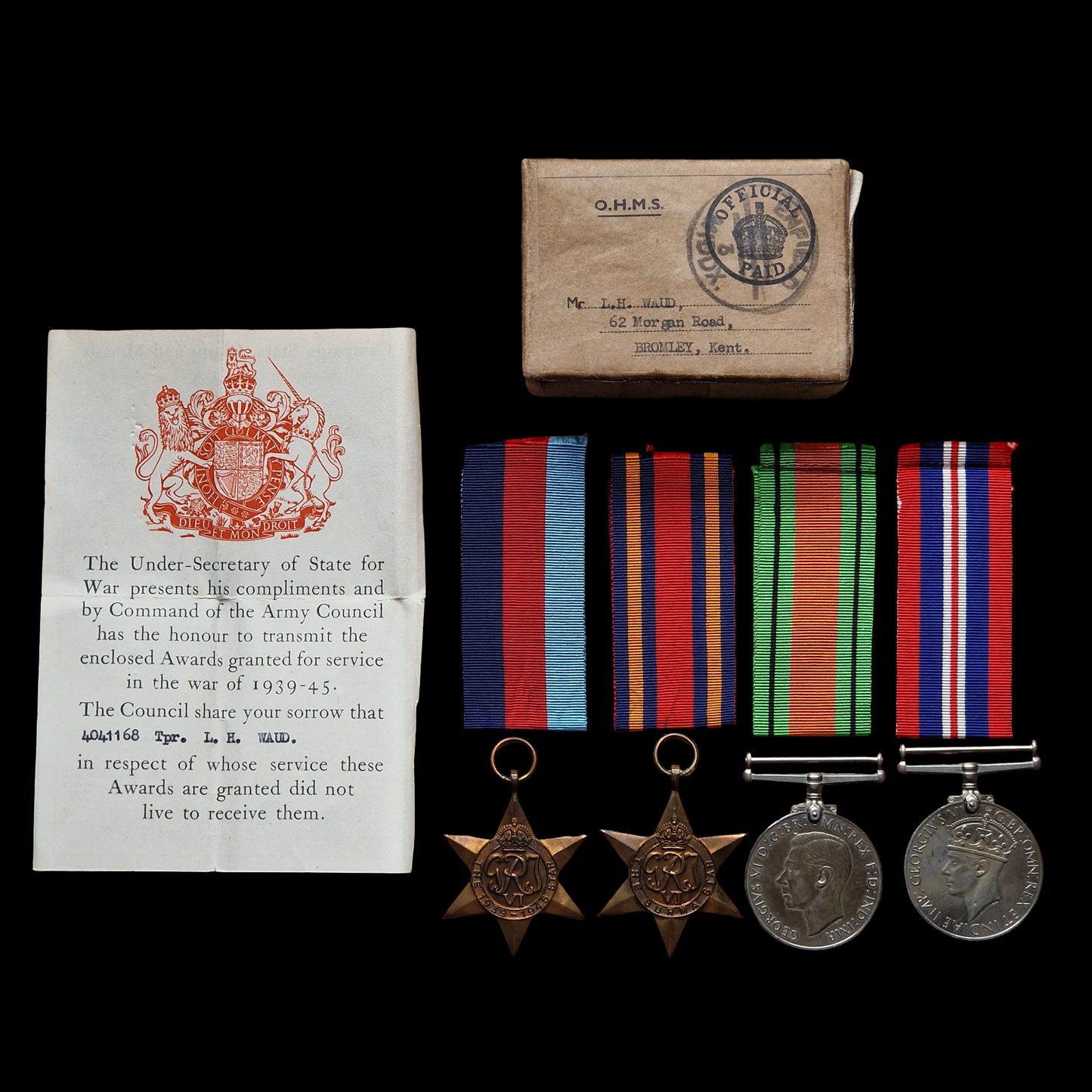3rd Carabiniers Prince of Wales’s Dragoon Guards KIA Imphal 1944 WW2 Medal Group
