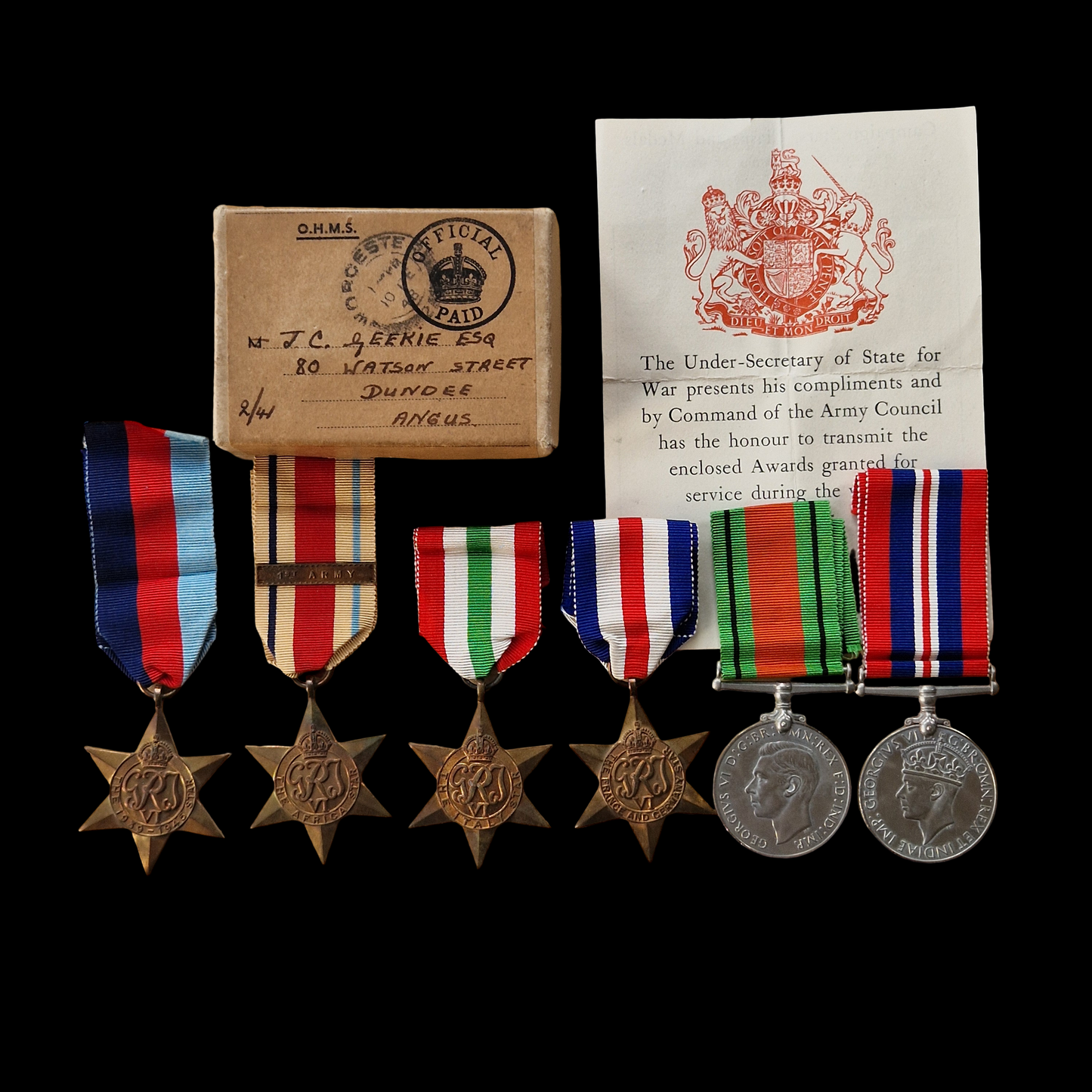 Black Watch Captain WIA North Africa 1943 WW2 Medals Dundee Royal Highlanders