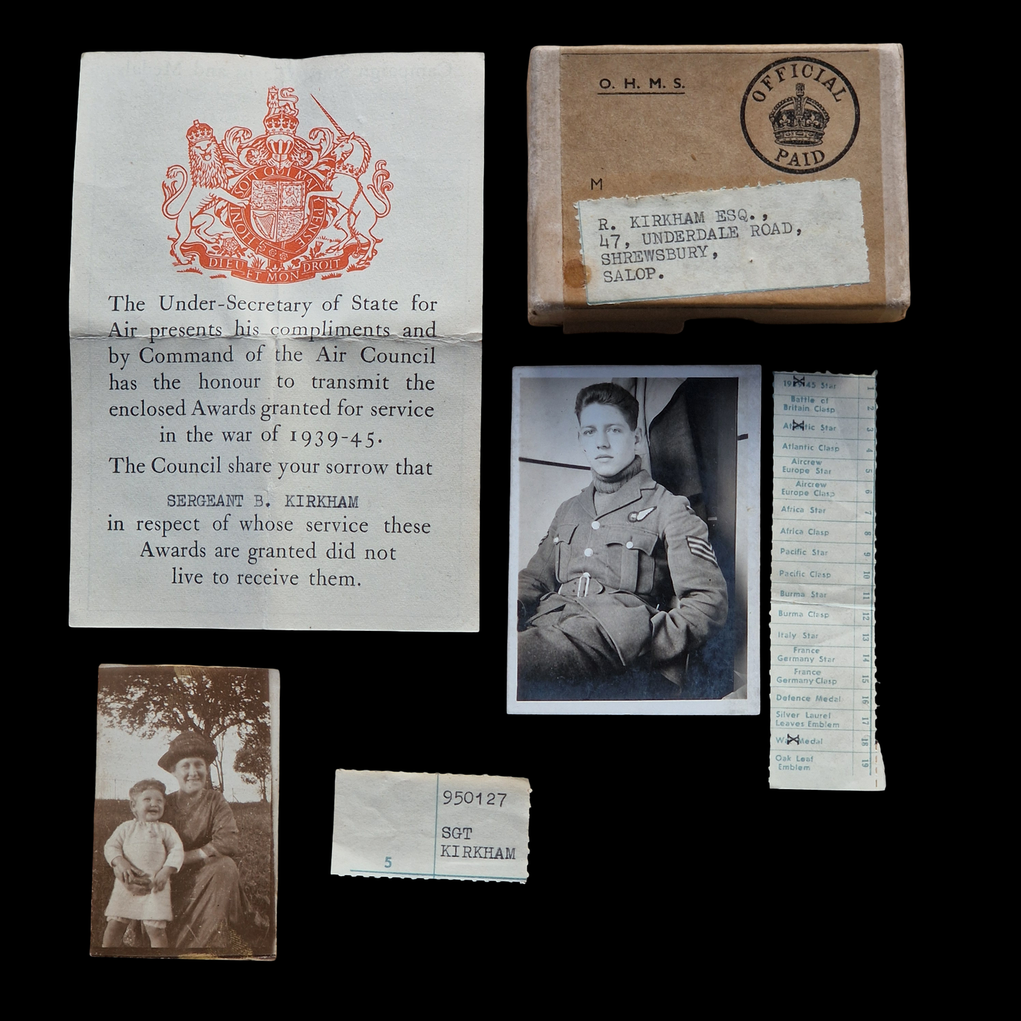 Royal Air Force KIA 1941 Shot Down by BF109 Attacking Lützow Norway WW2 Medals