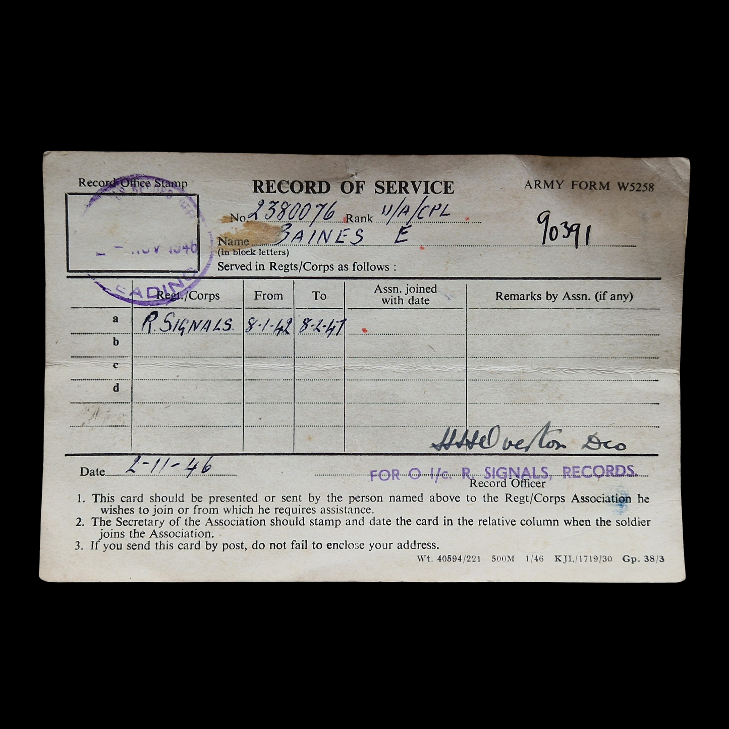 5th Divisional Royal Signals Regiment WW2 Medal Group Oldham Certificate BAOR