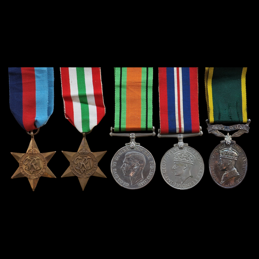 2/7th Middlesex Regiment WIA Sicily 1943 Medal Group WW2 later RAPC Hutton Essex