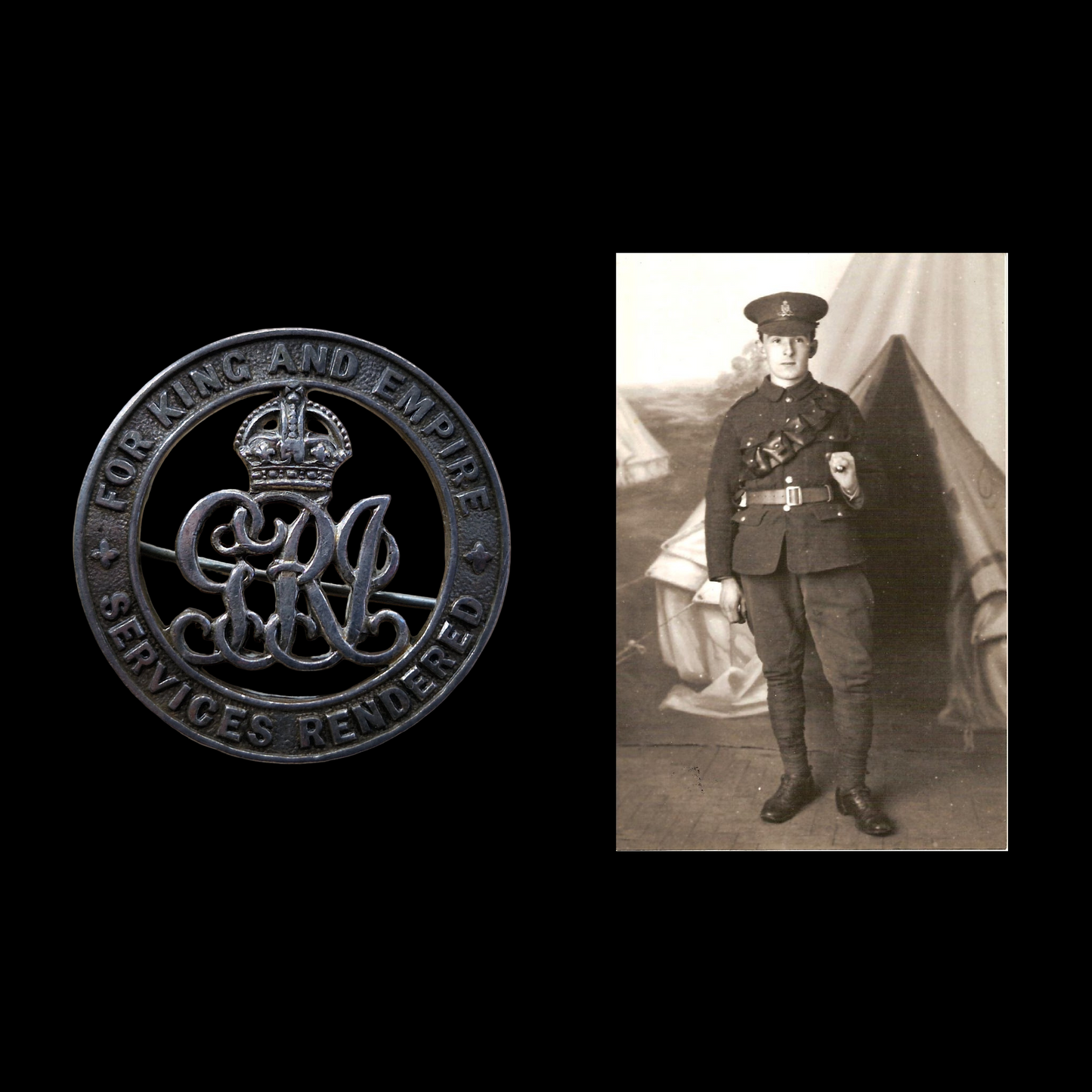 Argyll Bty 4th Highland Mountain Bde RGA WW1 Silver War Badge Campbeltown Medal