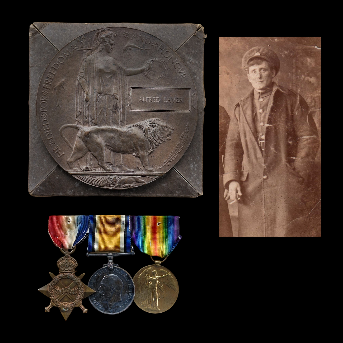 Duke of Cornwall's Light Infantry WW1 Medal Trio Memorial Plaque KIA Ypres 1916