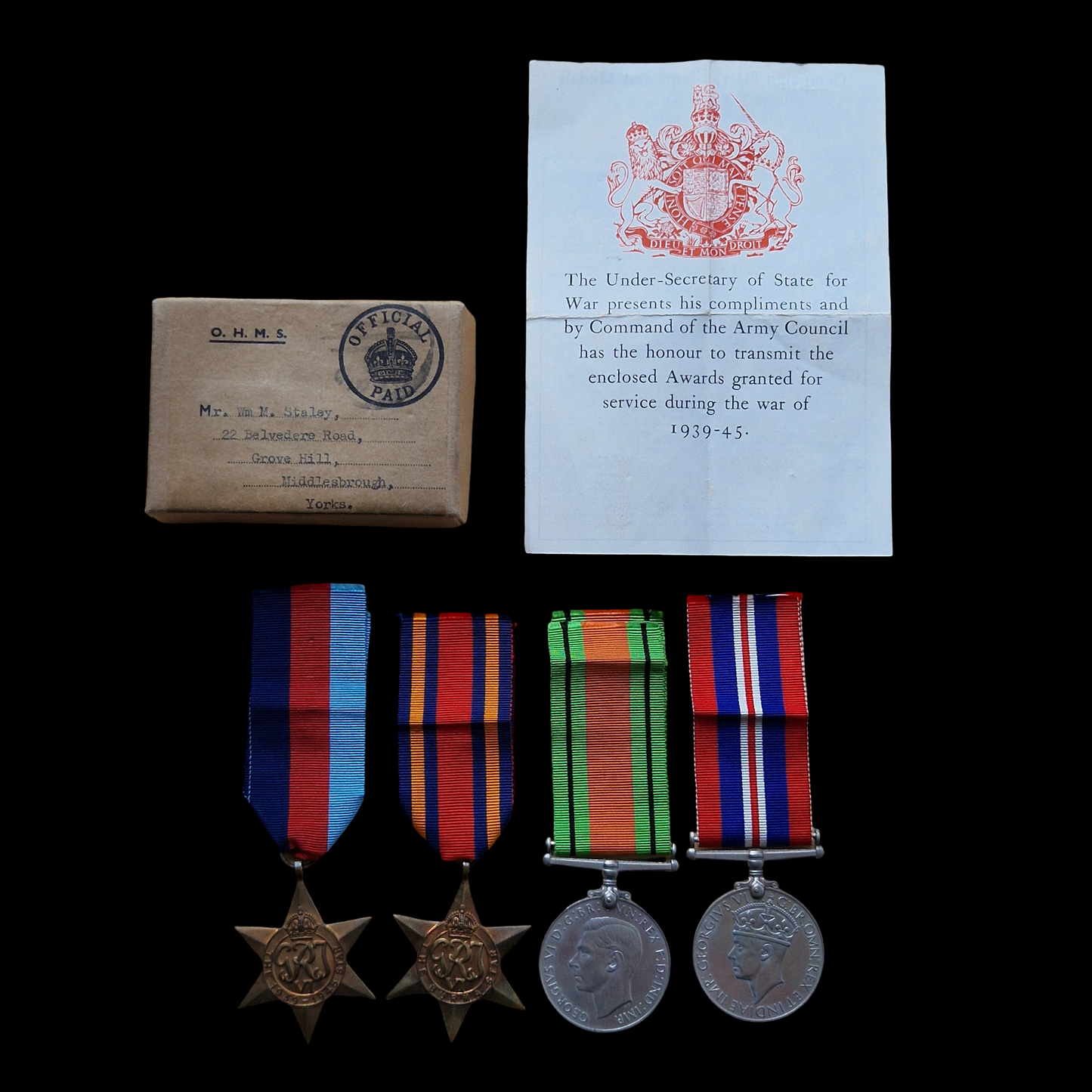 149th Regt Royal Armoured Corps WW2 Medal Group Lothians & Border Yeomanry Yorks