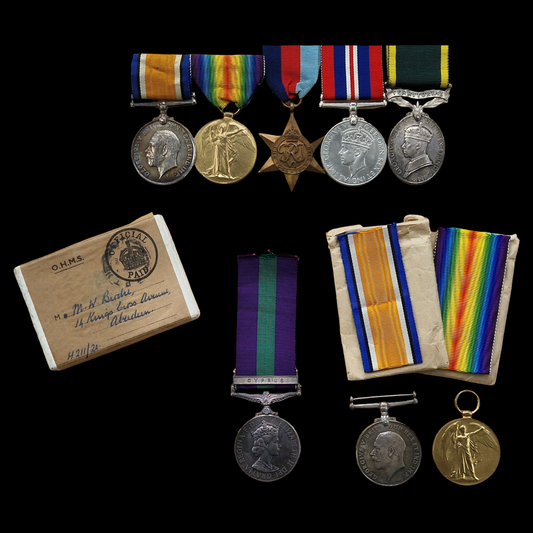 5th Gordon Highlanders POW WW2 St Valery 1940 WIA WW1 Son Died Cyprus GSM Medals
