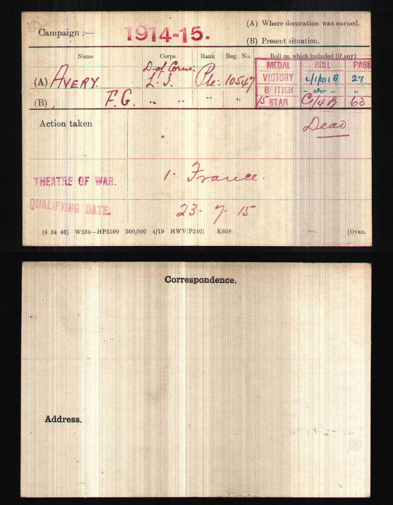 Duke of Cornwall's Light Infantry KIA 1918 British WW1 Medal Trio Avery Plymouth