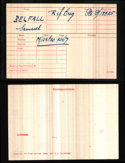 Rifle Brigade - Prisoner of War POW 1918 - British War Medal - From Southwark, London