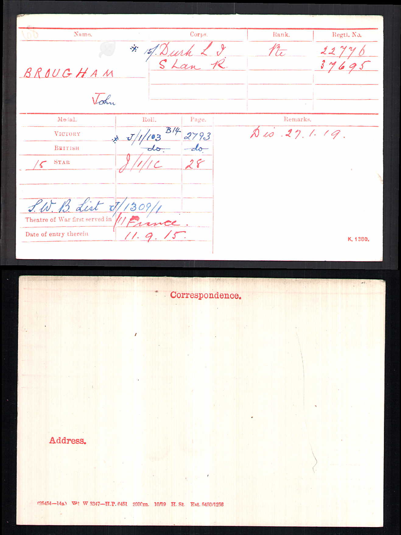 15th Durham Light Infantry - Wounded in Action - WW1 Medal Trio - South Lancashire Regt - Rowlands Gill