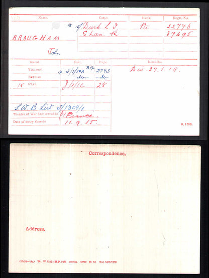 15th Durham Light Infantry - Wounded in Action - WW1 Medal Trio - South Lancashire Regt - Rowlands Gill
