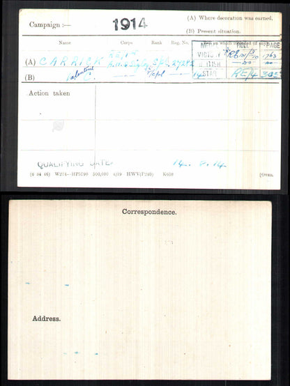 Royal Engineers 1st Army HQ Sig. Coy. - 1914 Mons Star Victory Medal - Shepherds Bush