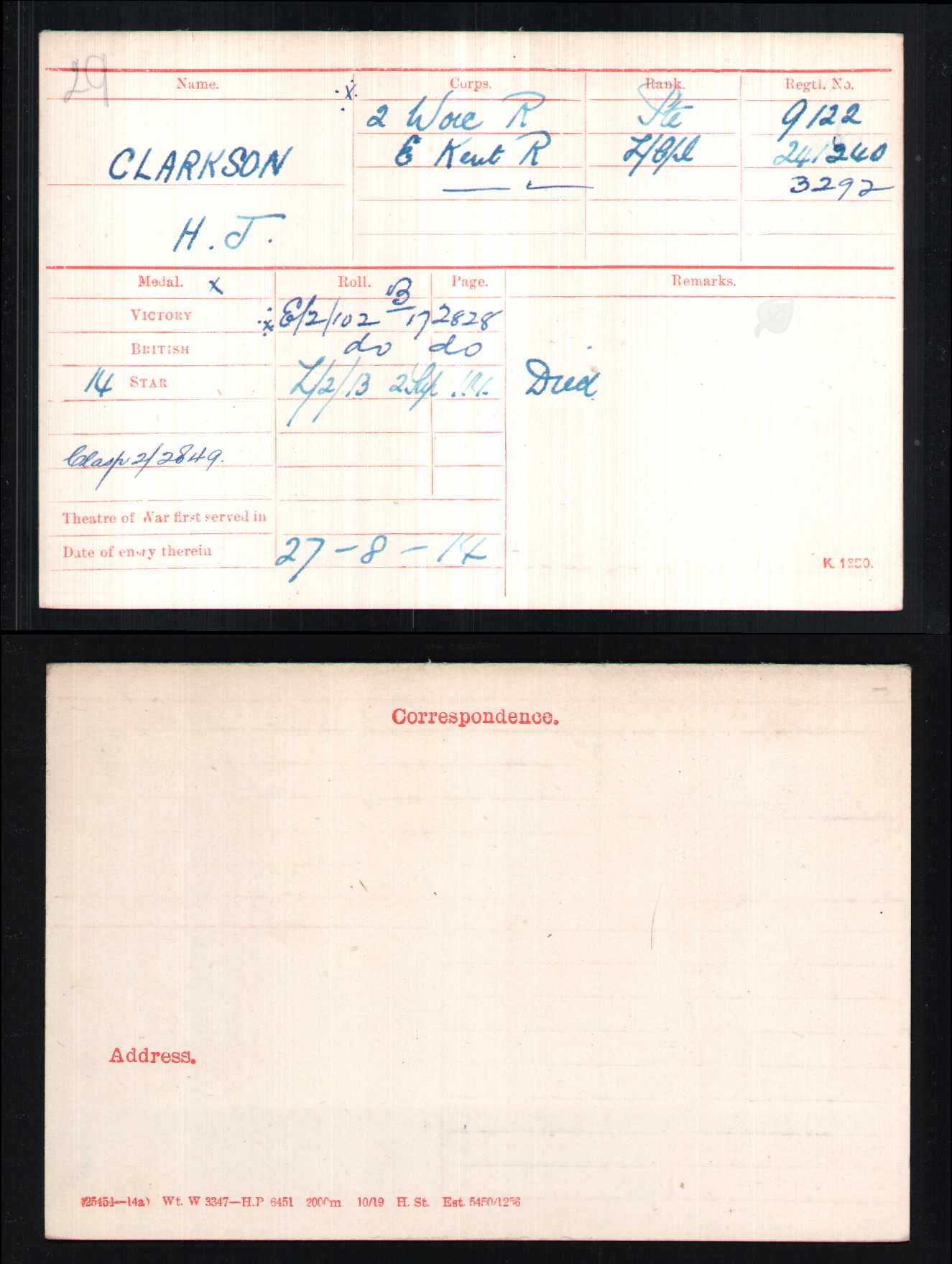 5th Bn. The Buffs (East Kent Regiment) - Died Iraq 1917 - Memorial Plaque - From Woolwich, London