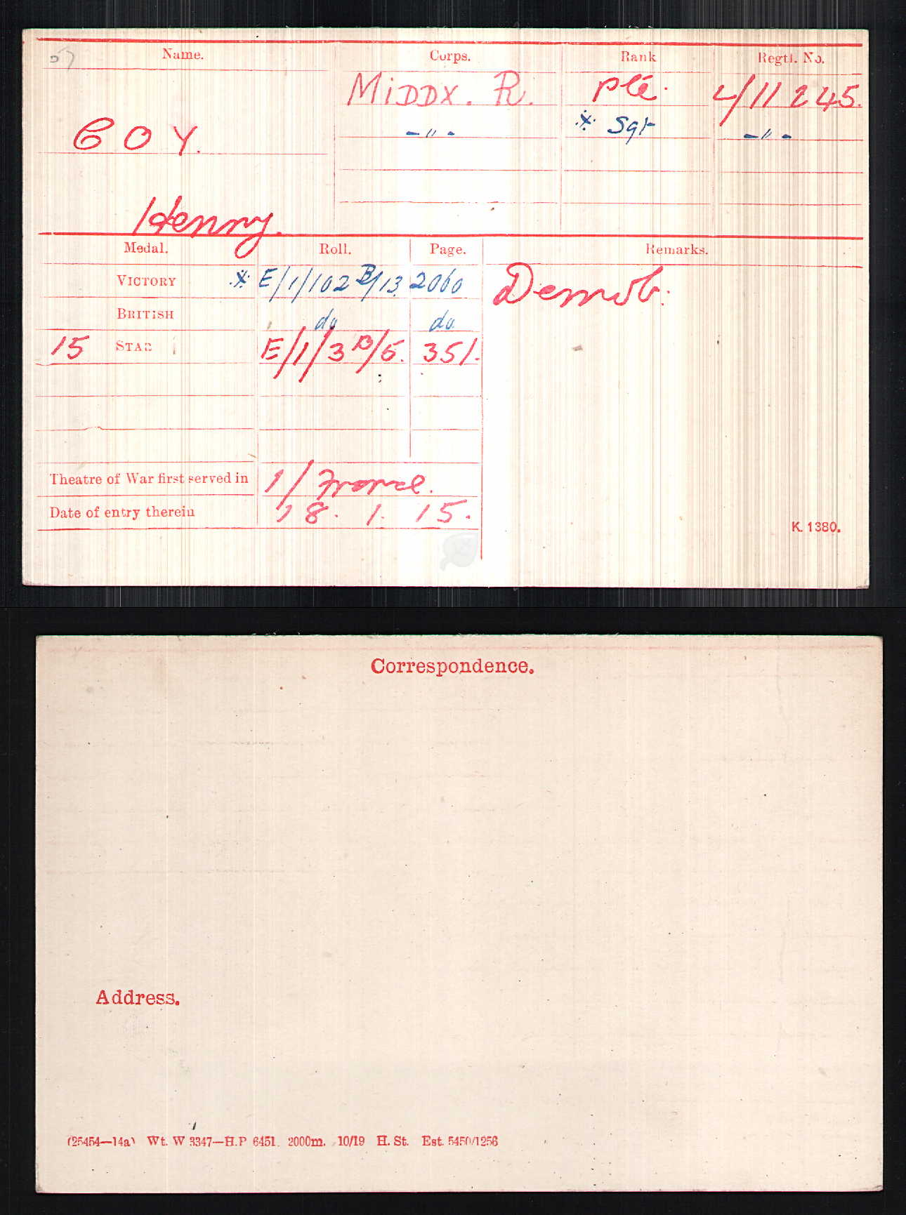 3rd Middlesex Regiment WW1 Medal Trio served Singapore India Salonika France