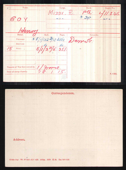 3rd Middlesex Regiment WW1 Medal Trio served Singapore India Salonika France