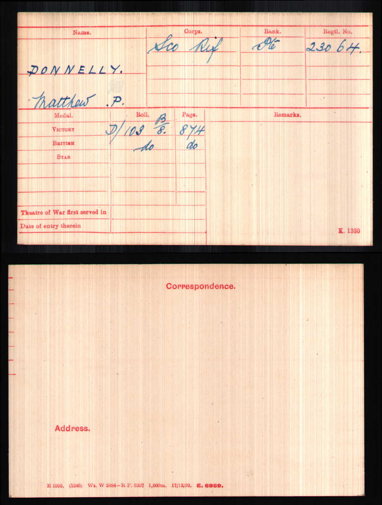 Scottish Rifles (Cameronians) - WW1 Military Medal Gallantry Group - From Paisley - Possibly POW