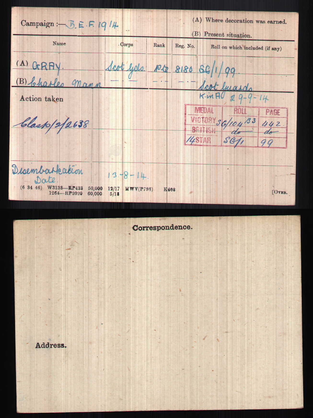 Scots Guards - Killed in Action 1914 - Mons 1914 Star Medal Trio - From Aberdeen