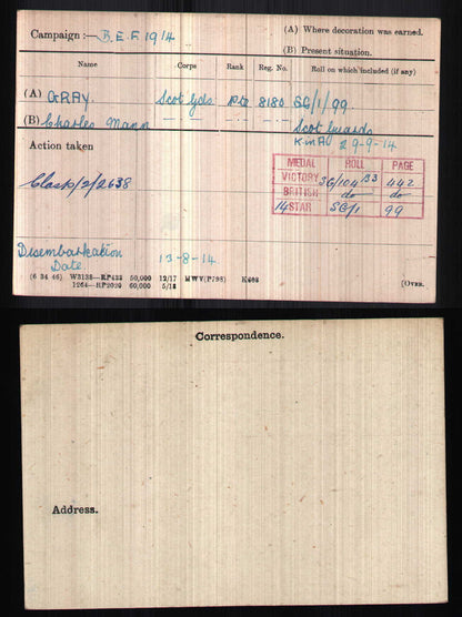 Scots Guards - Killed in Action 1914 - Mons 1914 Star Medal Trio - From Aberdeen