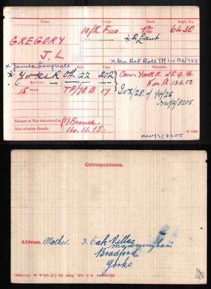 Yorkshire Regiment Officer - Killed in Action Ypres 1917 - Attd RE - WW1 Victory Medal - From Bradford